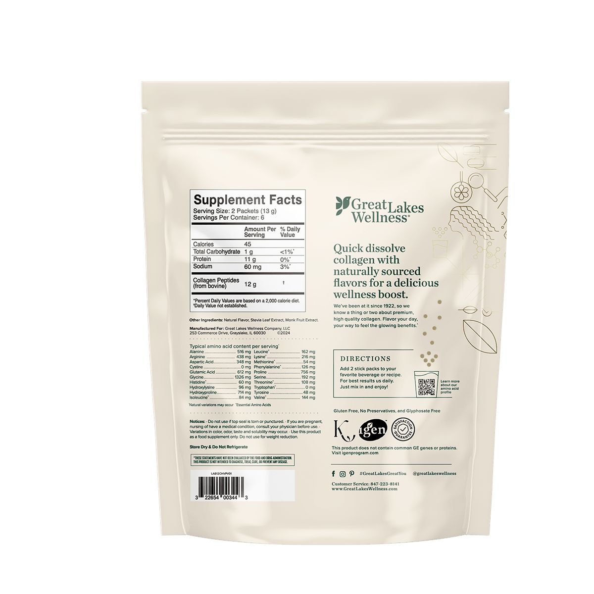 12ct flavored collagen peptide variety pack with chai, chocolate, and vanilla.