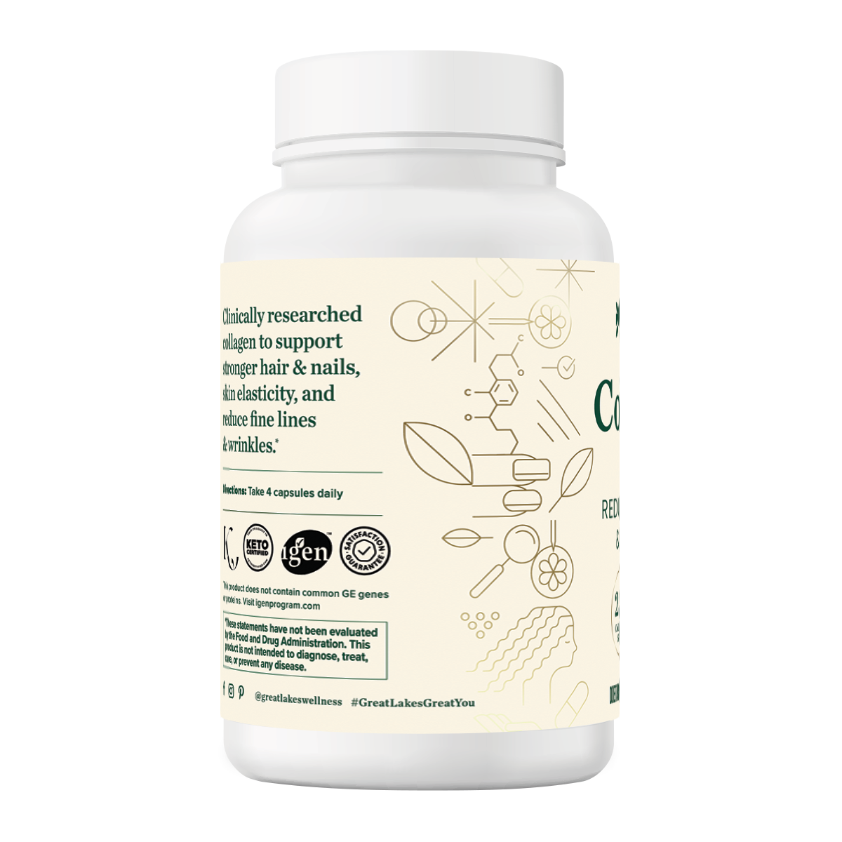 Great Lakes Wellness Capsules trio bundle with Creatine, Collagen, and Colostrum for strength, beauty, and immune support