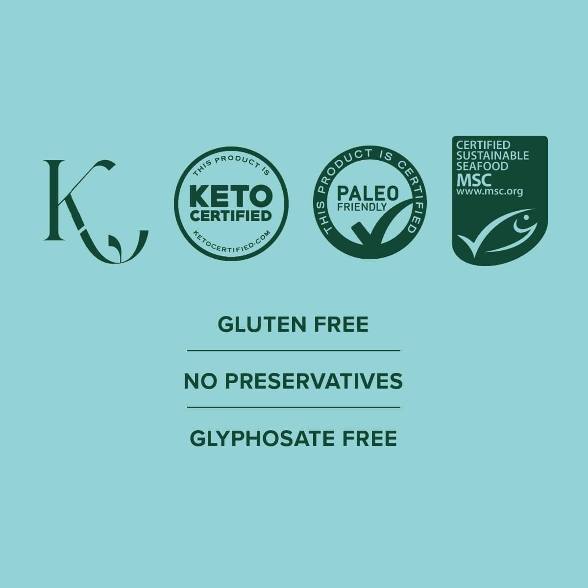 16oz Sustainable Marine Collagen Peptides with Keto Certified, Paleo Friendly, MSC Sustainable Seafood, Gluten Free, No Preservatives, Glyphosate Free labels