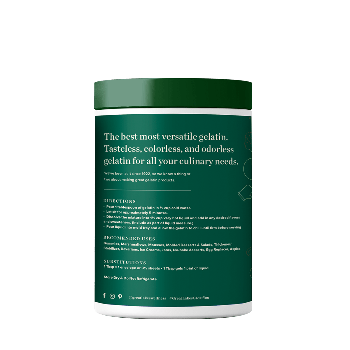 Tub of grass-fed beef gelatin, 37 servings, versatile for cooking.