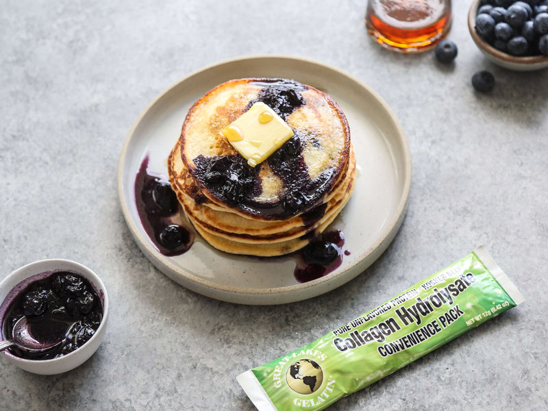 Gluten-Free Blueberry Collagen Pancakes with Collagen Compote