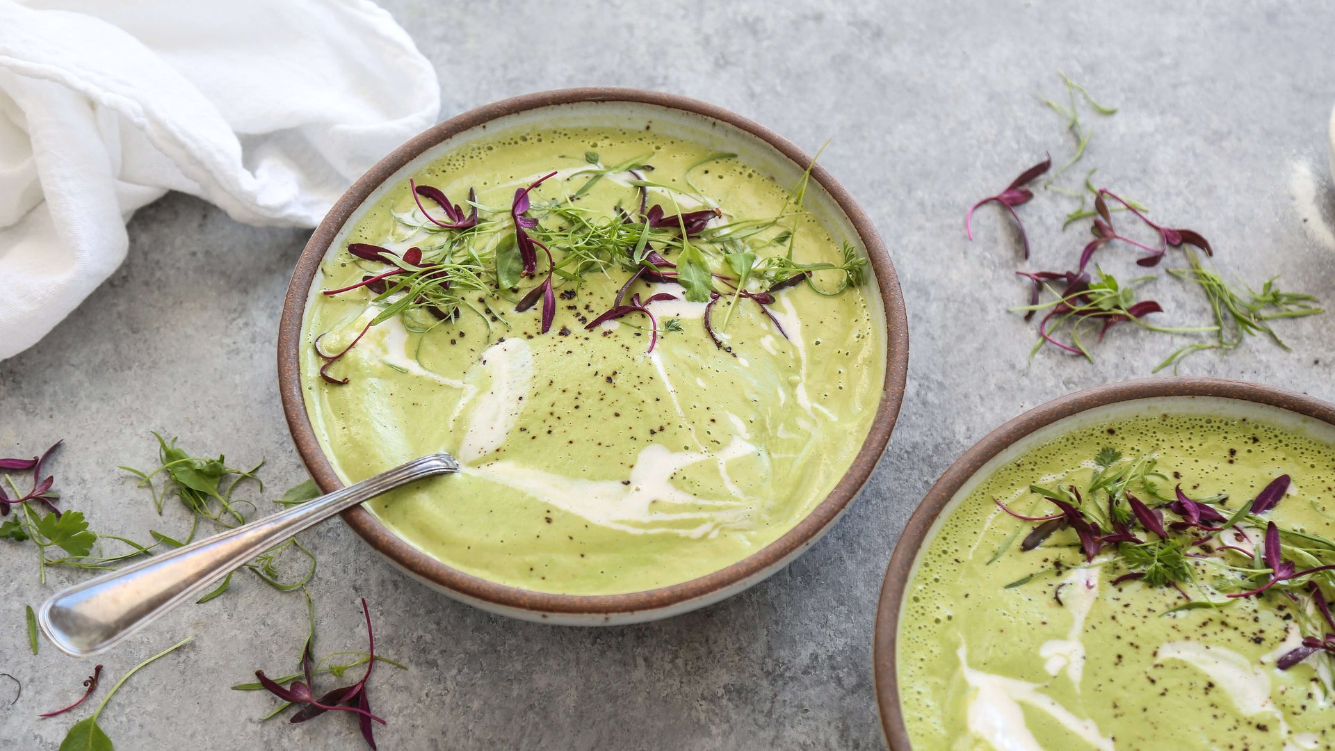 Dairy-Free Cream of Asparagus Soup with Coconut Collagen Drizzle