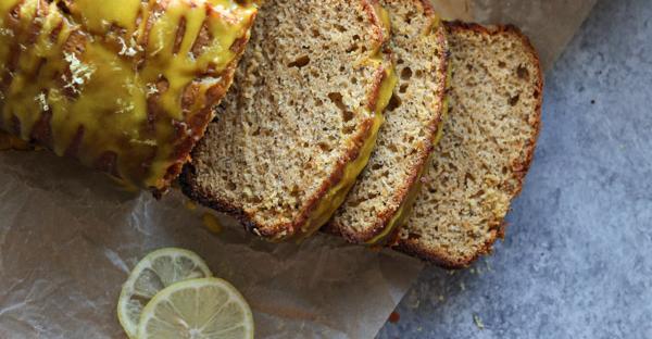 Gluten-Free Lemon Loaf Cake with Turmeric Collagen Drizzle