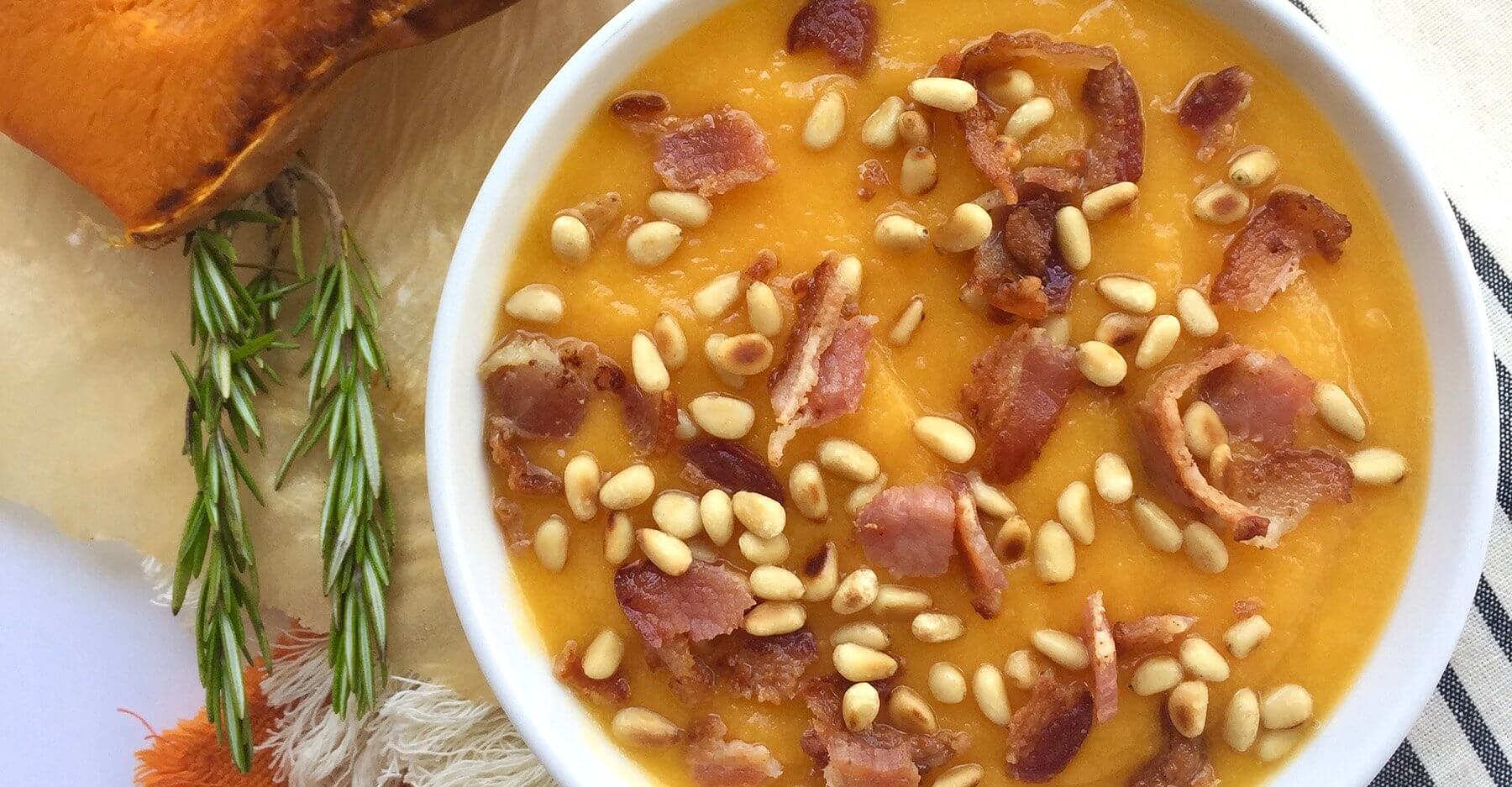 Butternut Squash Puree with Bacon & Pine Nuts
