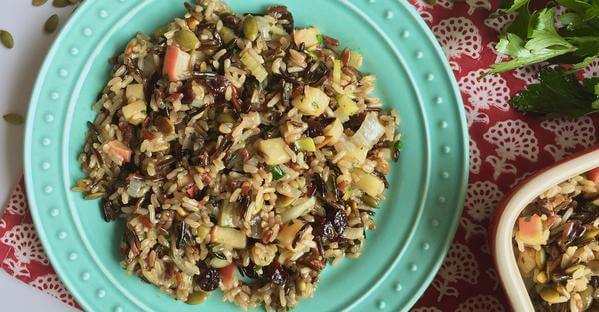 Wild Rice Stuffing with Apples & Dried Cranberries