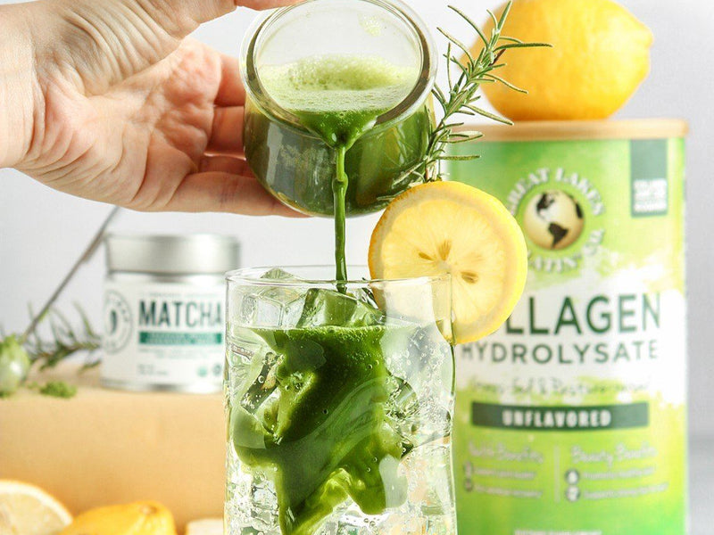 Sparkling Collagen Matcha Rosemary Lemonade