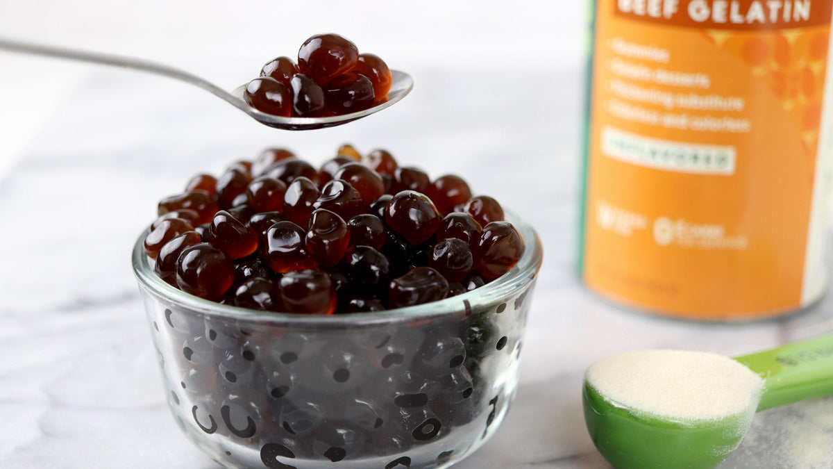 Low Carb Collagen Bubble Tea With Gelatin Boba Pearls