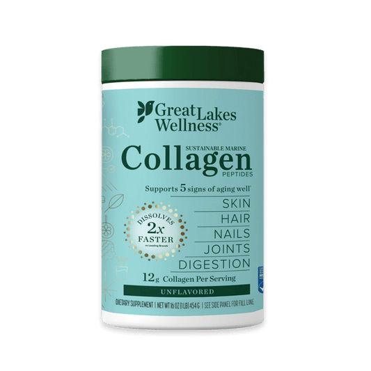 Great Lakes Wellness Marine Collagen Bundle with 16oz collagen and 20 stick packs, wild-caught and sustainable.