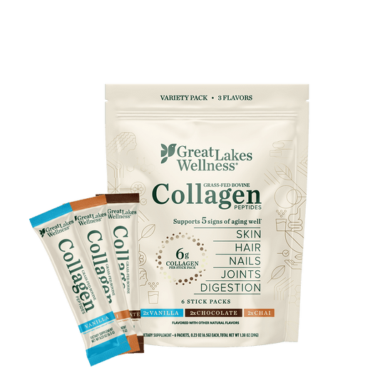 Great Lakes Wellness Collagen Starter Bundle with fast-dissolving peptides supporting skin, hair, nails, joints, and digestion
