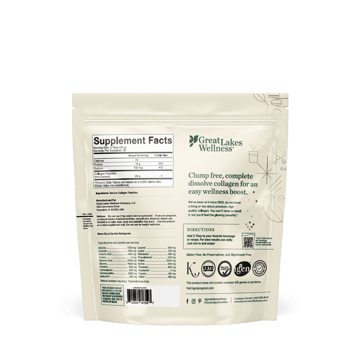4lb Collagen Peptides grass-fed bovine supplement for skin hair nails joints digestion support