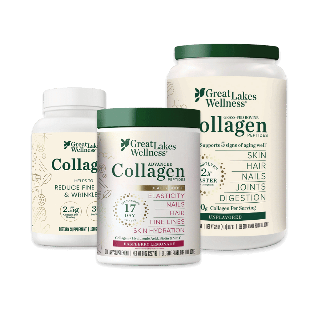 Great Lakes Wellness Total Beauty Bundle with collagen peptides for skin, hair, nails, joints, and digestion support
