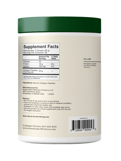 20oz collagen peptides powder supplement with 20g grass-fed collagen, dissolves fast, supports skin hair nails joints digestion