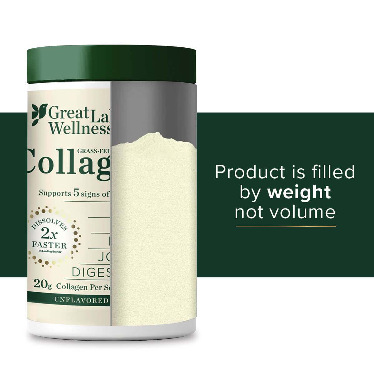 20oz collagen peptides powder container with quick-dissolving grass-fed bovine collagen for skin hair nails joints digestion support