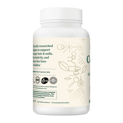 Great Lakes Wellness Collagen Capsules bottle supporting skin, hair, and nail health with VERISOL® collagen peptides