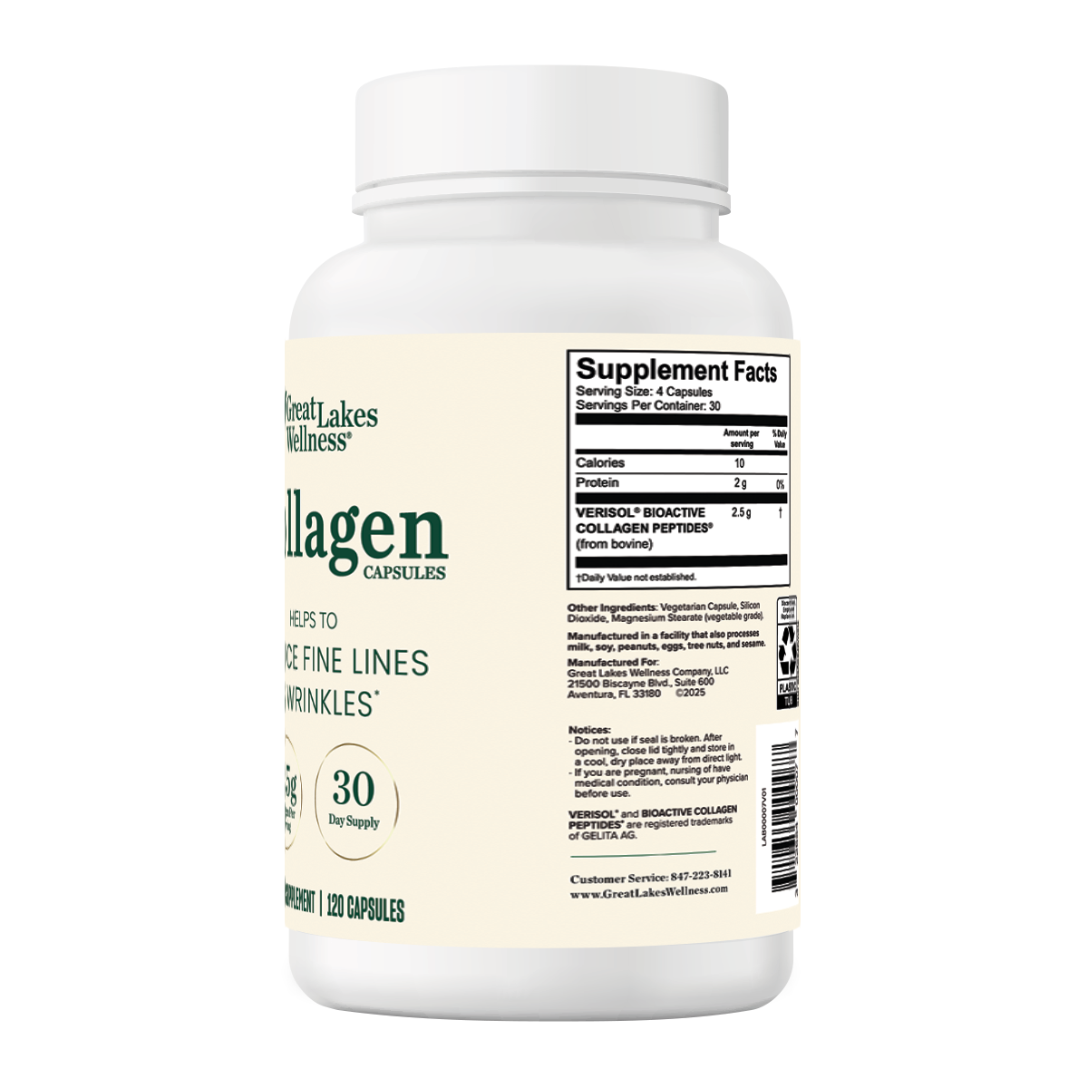 Unflavored Collagen Bundle with 32oz tub, stick packs, and capsules for skin, hair, nails, joints, and digestion support