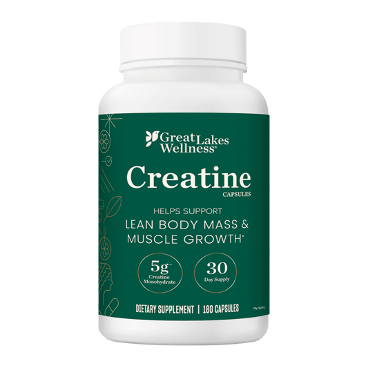 Great Lakes Wellness Creatine Capsules for lean body mass and muscle growth, 180 capsules, 30-day supply