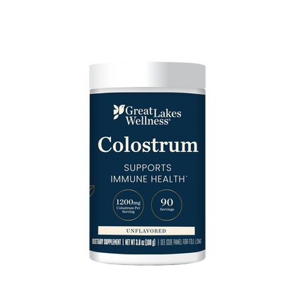 Great Lakes Wellness Colostrum Powder for immune health support, 1200 mg per serving, 90 servings, unflavored dietary supplement