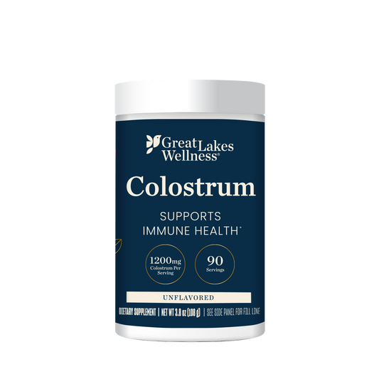 Great Lakes Wellness Colostrum Powder for immune health support, 1200 mg per serving, 90 servings, unflavored dietary supplement