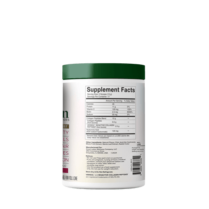 Beauty Boost Advanced Collagen peptides supplement with VERISOL collagen, hyaluronic acid, biotin, and vitamin C for skin, hair, and nail health.