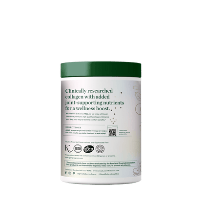 Movement Boost Advanced Collagen Peptides container with joint-supporting nutrients and caramel flavor.