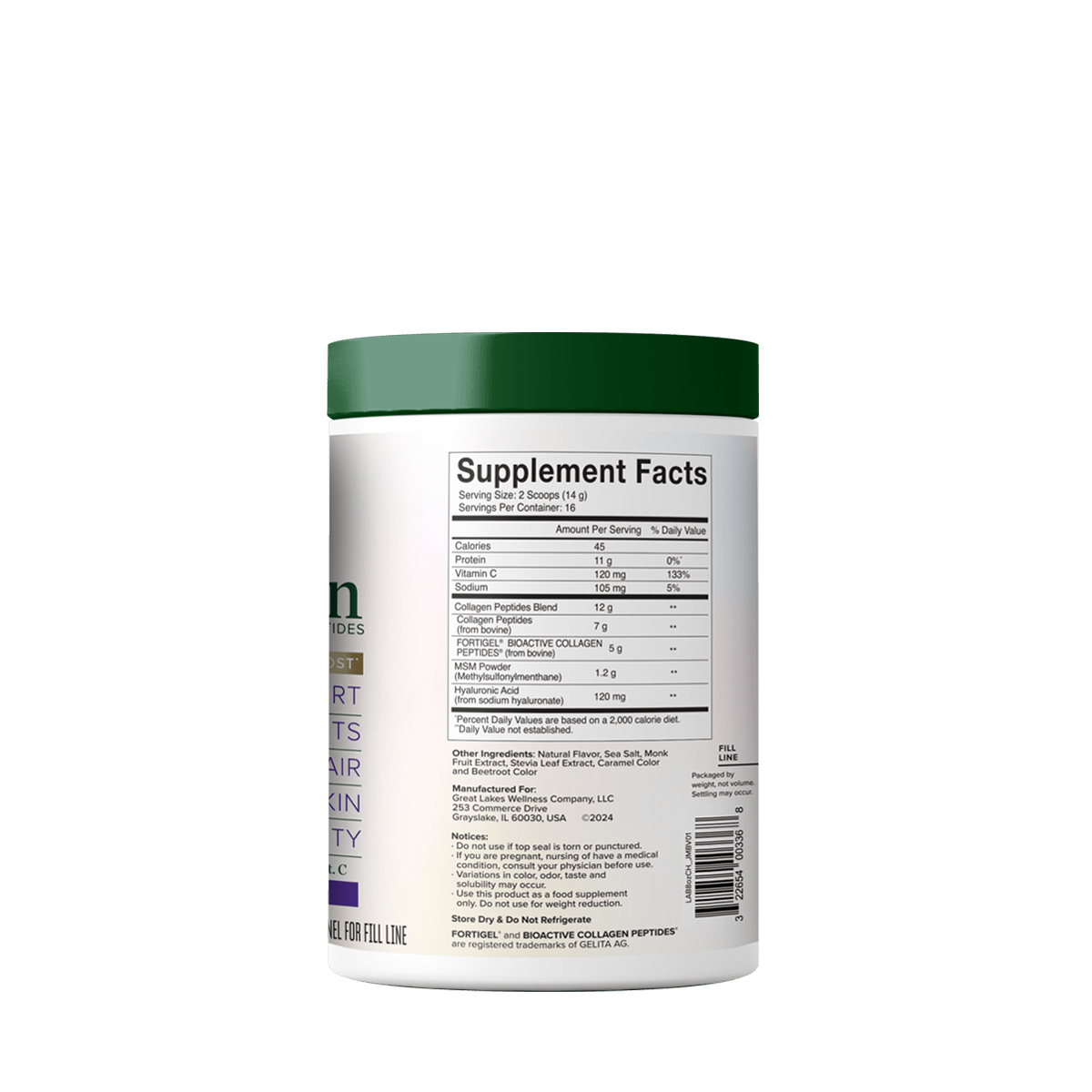 Movement Boost Advanced Collagen Peptides supplement container with nutrition facts and classic caramel flavor text