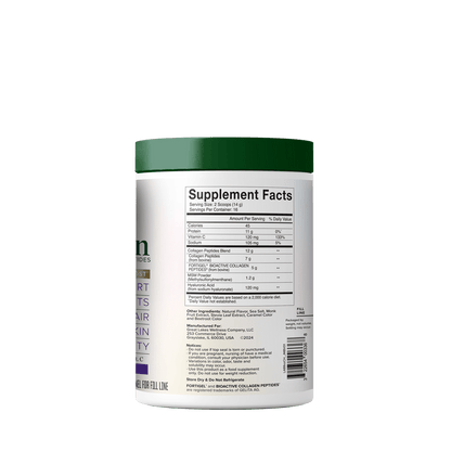 Movement Boost Advanced Collagen Peptides supplement container with nutrition facts and classic caramel flavor text