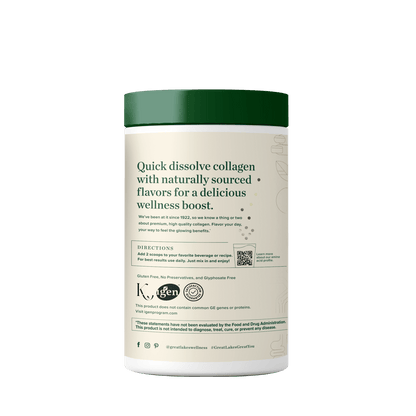 Vanilla Collagen Peptides container with grass-fed collagen, quick dissolve, and natural flavors for wellness boost
