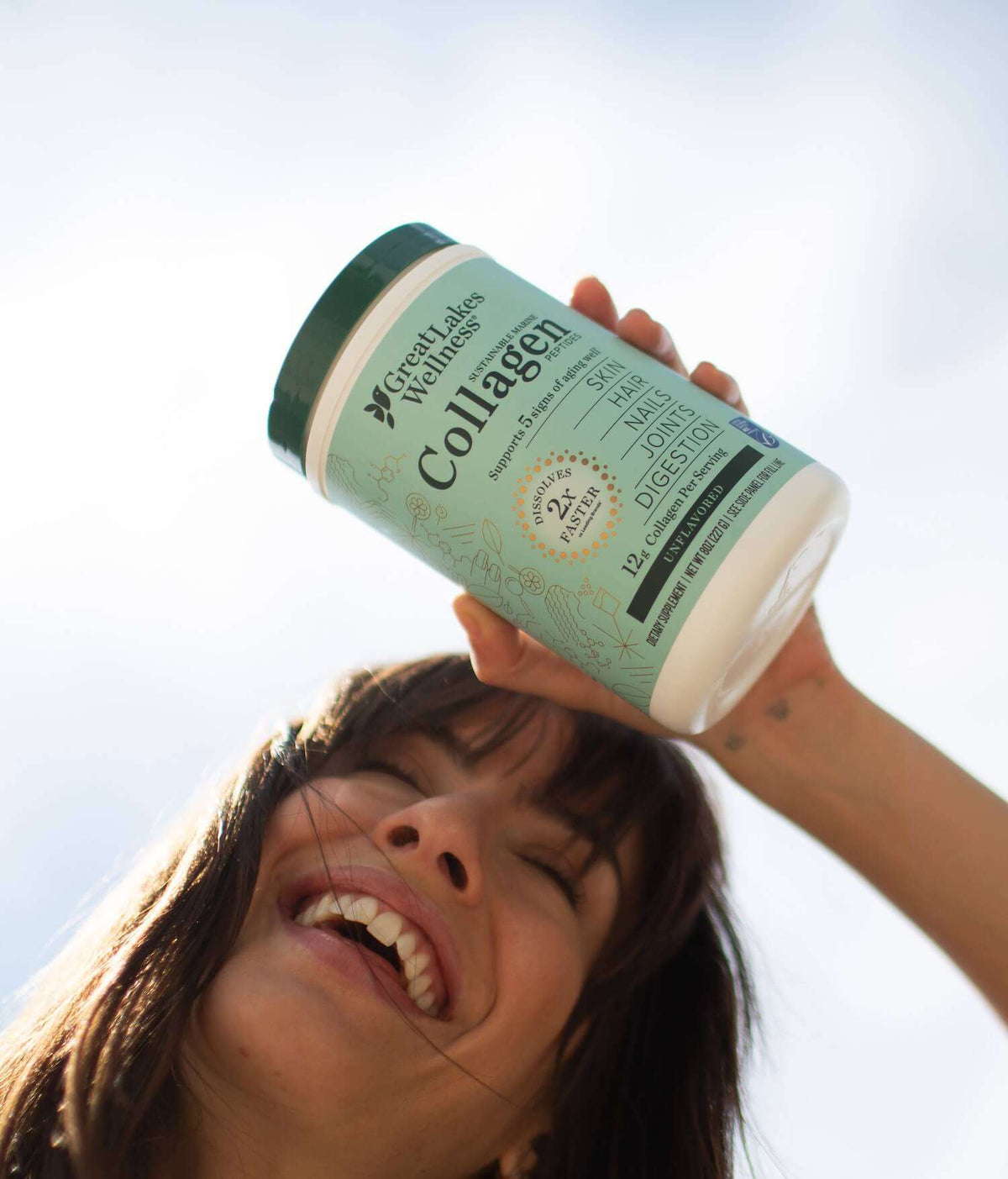 Great Lakes Wellness Marine Collagen Bundle with 16oz tub and 20 stick packs for daily wellness