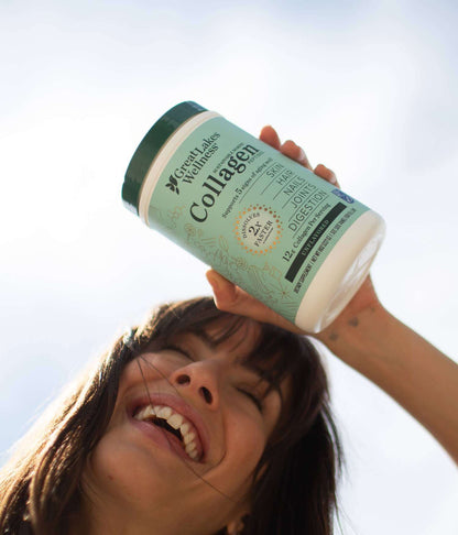Great Lakes Wellness Marine Collagen Bundle with 16oz tub and 20 stick packs for daily wellness