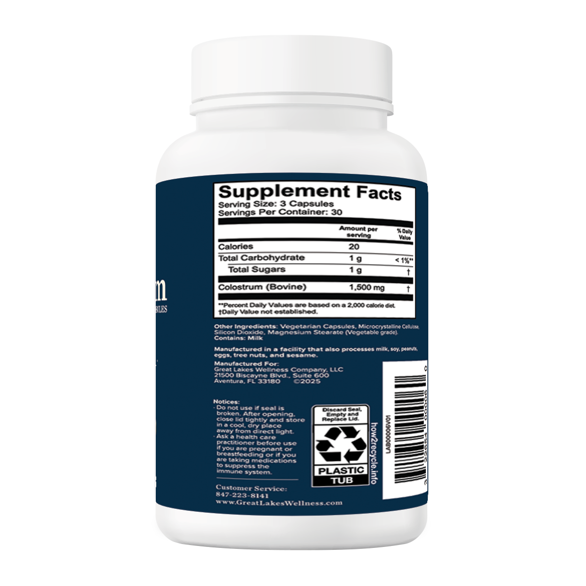 Great Lakes Wellness Capsules trio bundle with Creatine, Collagen, and Colostrum capsules for strength, beauty, and immune health