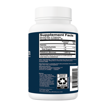 Great Lakes Wellness Capsules trio bundle with Creatine, Collagen, and Colostrum capsules for strength, beauty, and immune health