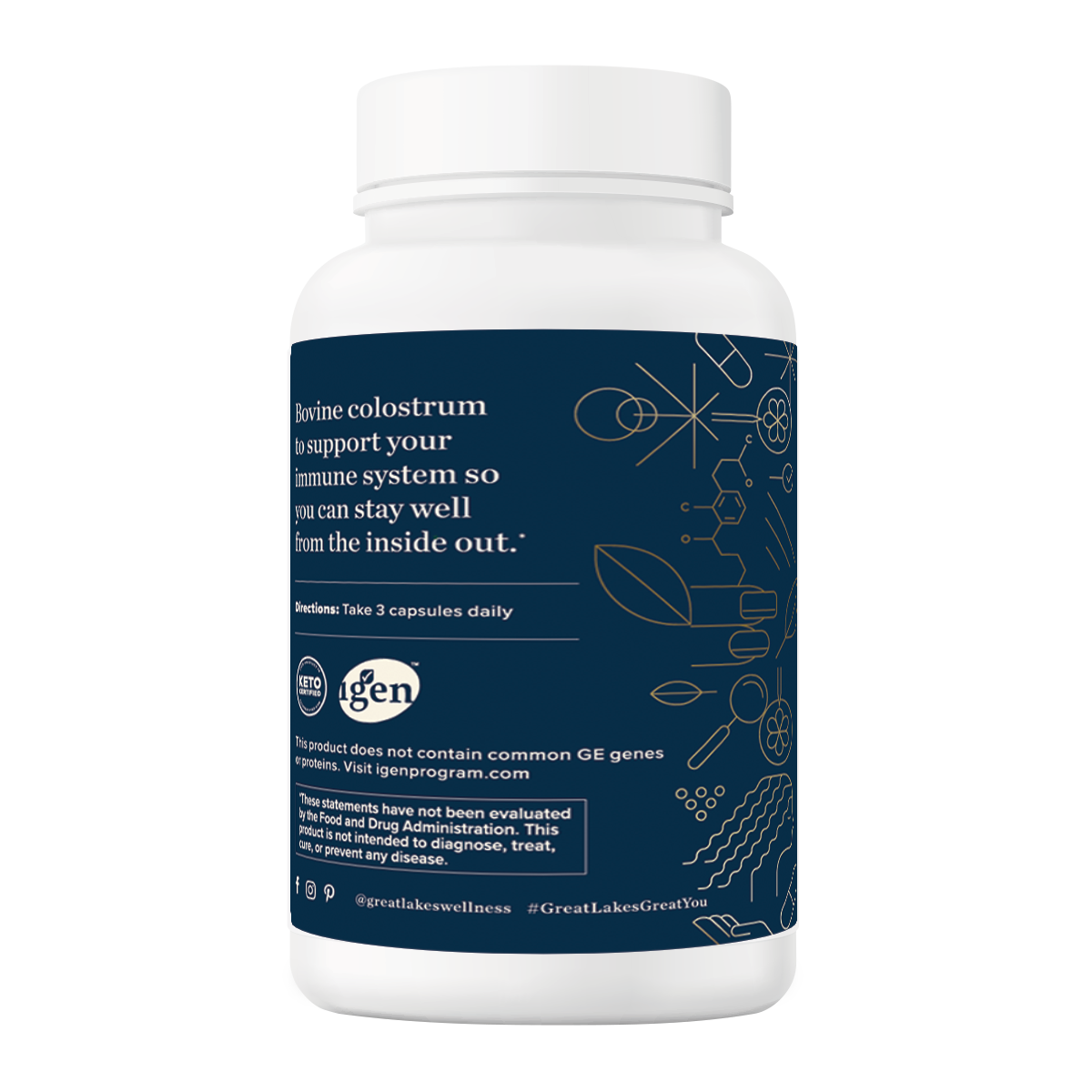 Great Lakes Wellness Capsules trio bundle with Creatine, Collagen, and Colostrum for strength, beauty, and immune support