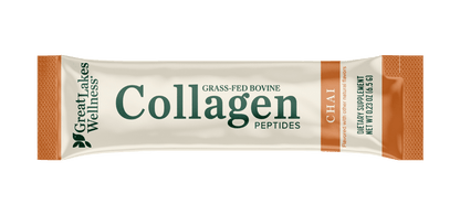 12ct flavored collagen peptide stick pack in chai flavor by Great Lakes Wellness